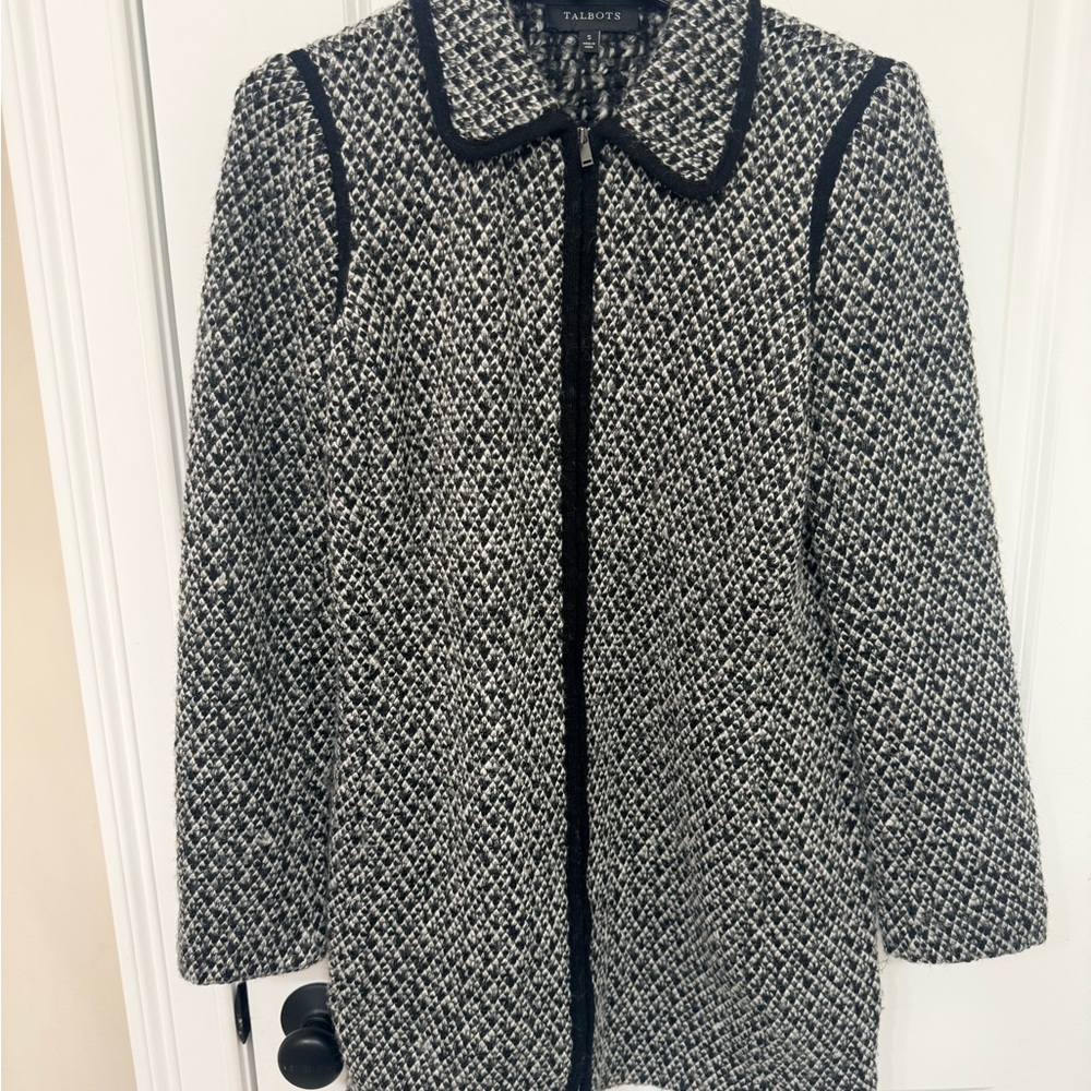 Talbots Black and White Women's wool sweater Coat
